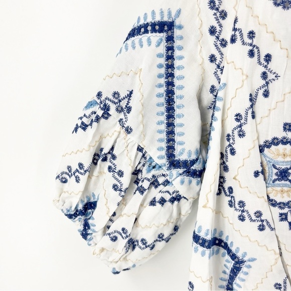 ✅ BTFL-life CRISS CROSS EMBROIDERED Blue/white cropped SIZE MEDIUM - Picture 2 of 8